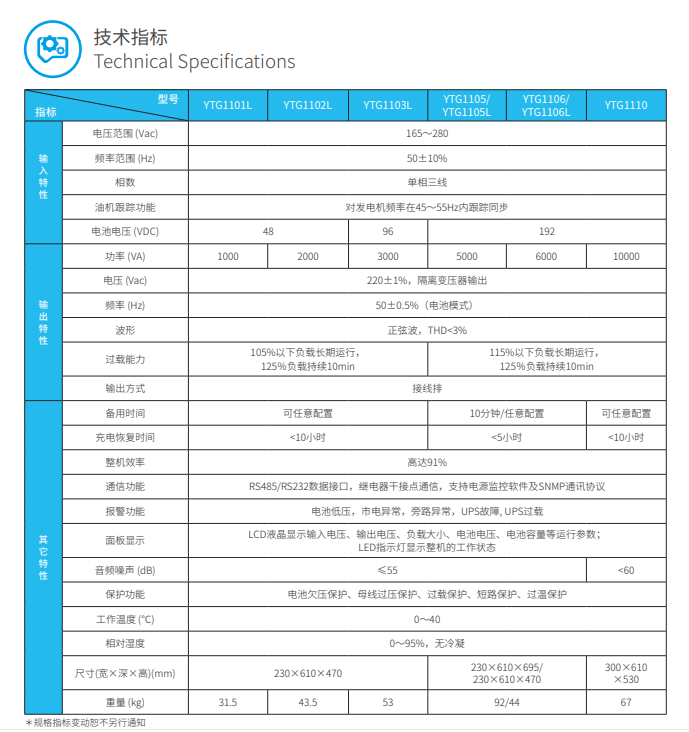 科华ups电源YTG系列1-10kVA(图3)